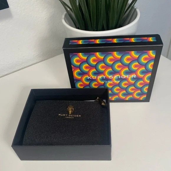 NIB Kurt Geiger Caviar Embossed Leather Mini Wallet - Picture 9 of 14